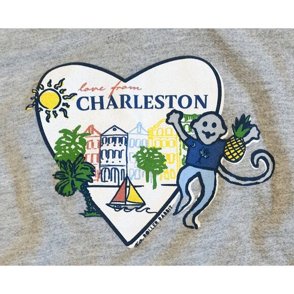 Roller Rabbit Monkey In The City Charleston Gray Hoodie Zip Sweatshirt Jacket M - Picture 3 of 6